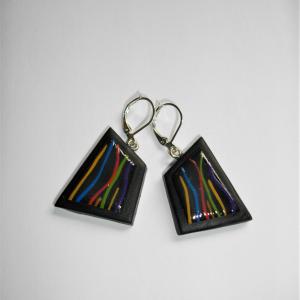 Boucles carré déstructuré (fils multicolores) - Vente en ligne de bijoux fimo