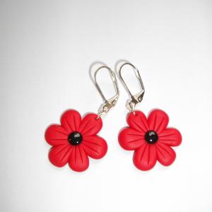 Boucles fleurs (rouge) - Vente en ligne de bijoux fimo