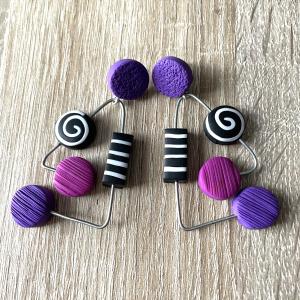 Boucles (triangle fuchia) - Vente en ligne de bijoux fimo