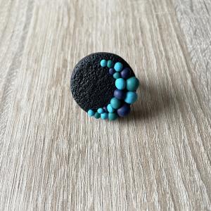 Bague martelé (boules bleu) - Vente en ligne de bijoux fimo