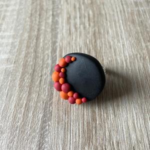 Bague martelé (boules rouge) - Vente en ligne de bijoux fimo