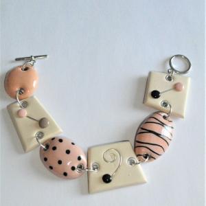 Bracelet déstructuré (beige , rosé) - Vente en ligne de bijoux fimo