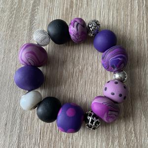 Bracelet élastique (mauve) - Vente en ligne de bijoux fimo