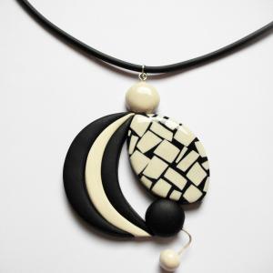 Rond déstructuré (mosaique noir et blanc) - Vente en ligne de bijoux fimo