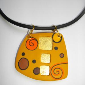 trapèze arrondi (ocre et or) - Vente en ligne de bijoux fimo