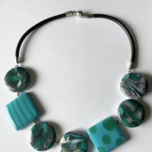 pendentif 7 pièces (turquoise) - Vente en ligne de bijoux fimo