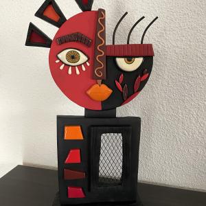 Pétales et carrés (rouge et noir) - Vente en ligne de bijoux fimo