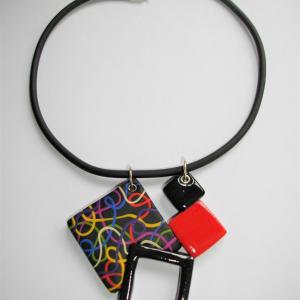 pendentif 4 carrés multicolore 2 - Vente en ligne de bijoux fimo