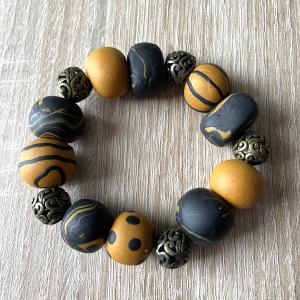 Bracelet élastique (ocre) - Vente en ligne de bijoux fimo