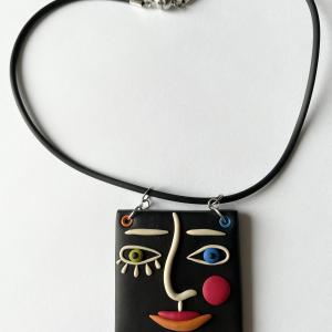 Visage carré (noir mat) - Vente en ligne de bijoux fimo